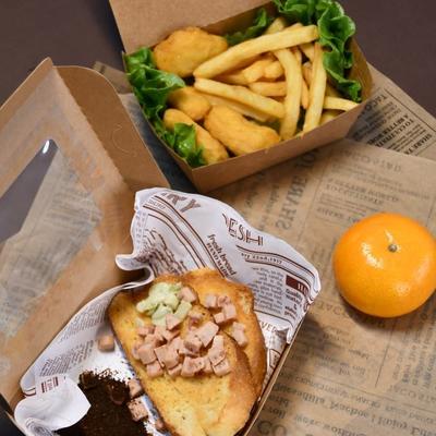 Kotak kemasan kertas kraft untuk makanan, kotak makanan sekali pakai khusus yang ramah lingkungan untuk kemasan takeaway