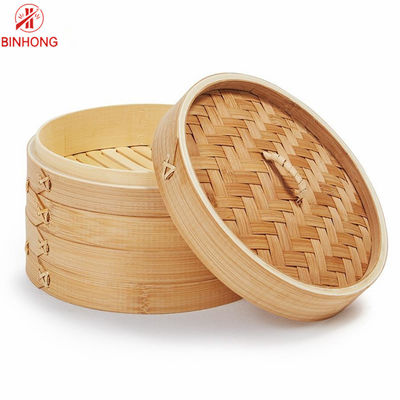 Logo Disesuaikan Keranjang Steamer Bambu 4 Inch Untuk Dim Sum