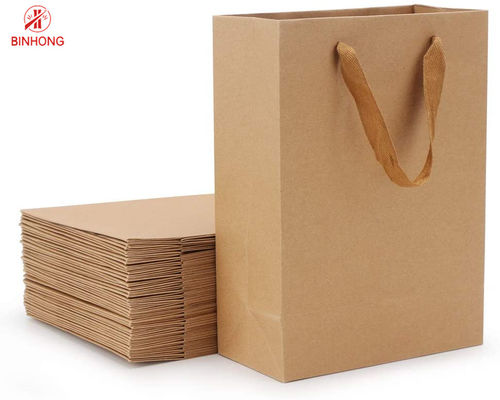 Kantong Berdiri Kertas 30cm Terpaku Dengan Pegangan Twisted