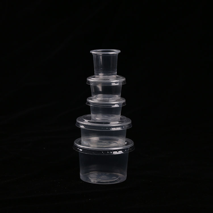 Plastik Clear Sauce Cup OEM ODM Disposable Black Leak Resistant untuk Chutney Souffle