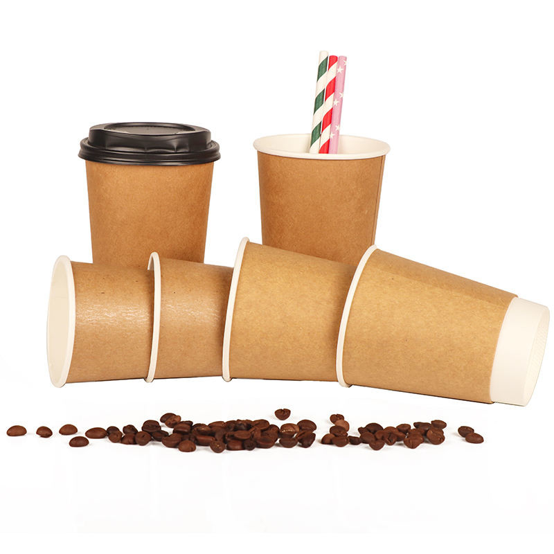 Custom Printed Single Wall Disposable Paper Coffee Cups 4oz 8oz 12oz