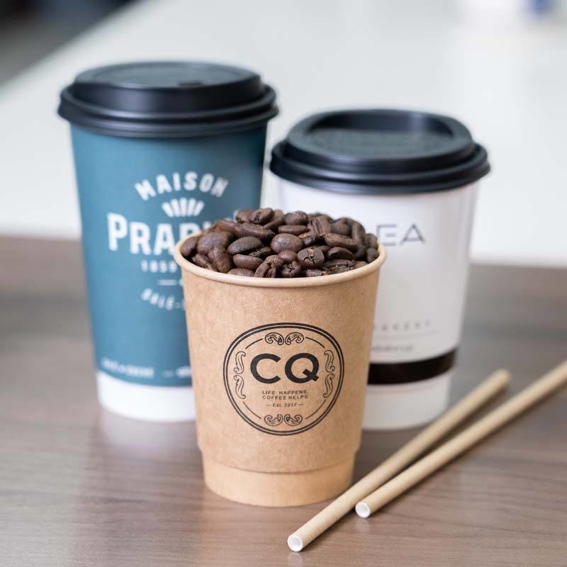 3-22oz cangkir kertas kraft dinding tunggal sekali pakai untuk kopi & minuman panas