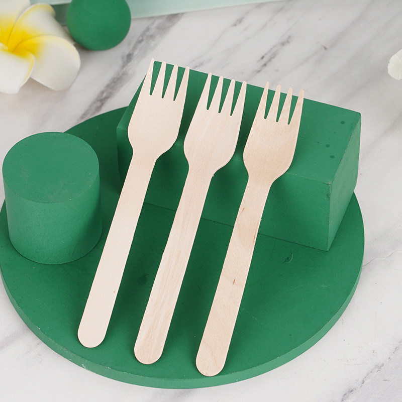 Custom Disposable Wooden Spoon 160mm Wooden Fork Spoon Knife Utensils Biodegradable Tableware Wedding Ice Cream Fork Spoon Set