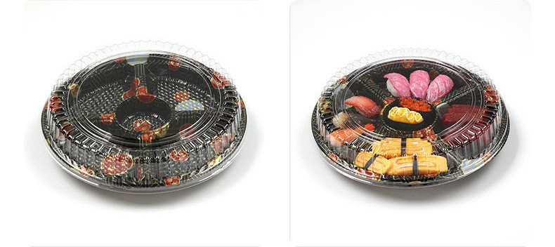 Kontainer Makanan Kotak Makanan Cepat Piranti Plastik Sushi Tray Dengan Tutup Anti Kabut