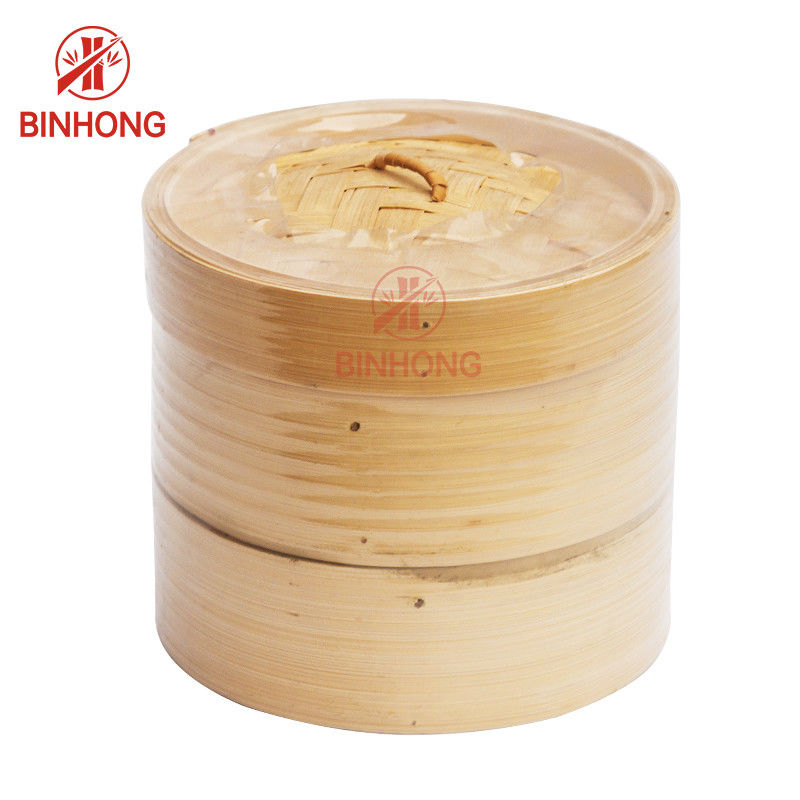 Bentuk Bulat 24cm Bamboo Steamer Basket Untuk Pangsit