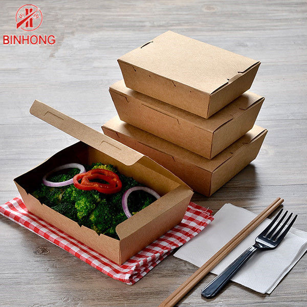 Takeout Daur Ulang Kertas Lipat Take Away Box Sekali Pakai 24oz