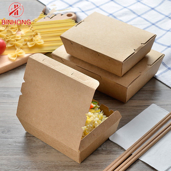 Kemasan Kotak Makan Siang Kertas Sekali Pakai Dinding Tunggal 0.3kg