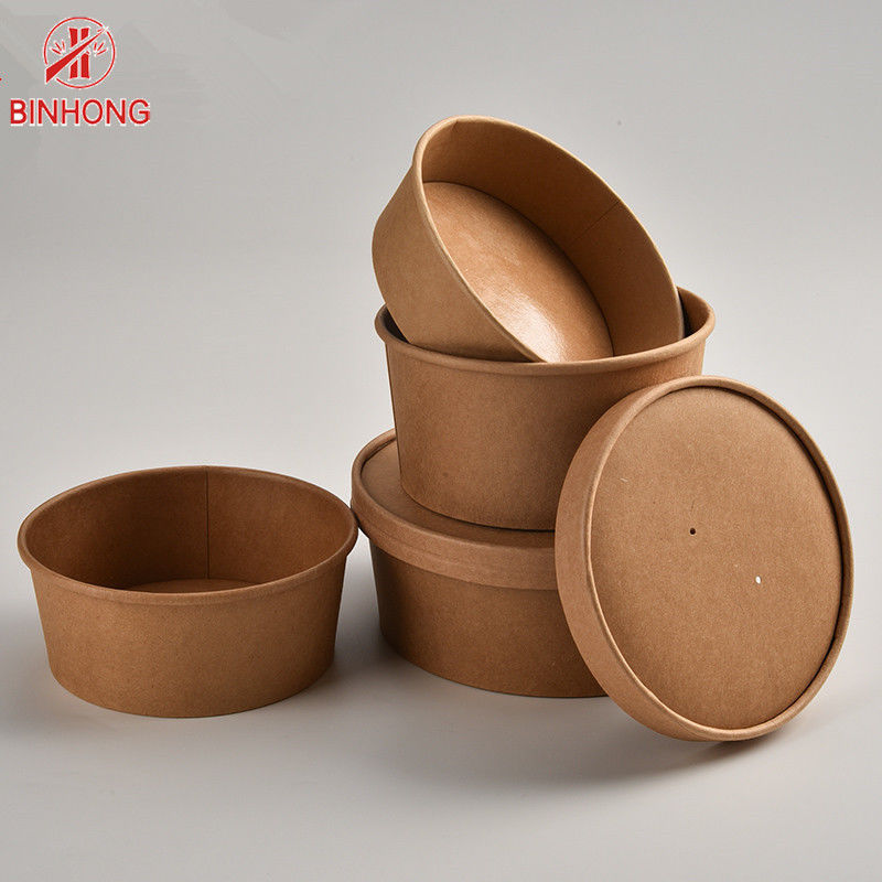 Round Food Paper Take Away Box Anti Bocor 500ml