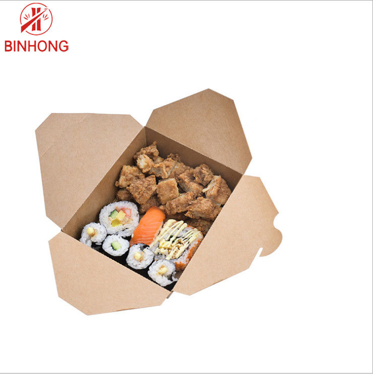 Kemasan Kotak Makan Siang Kertas Sekali Pakai Dinding Tunggal 0.3kg