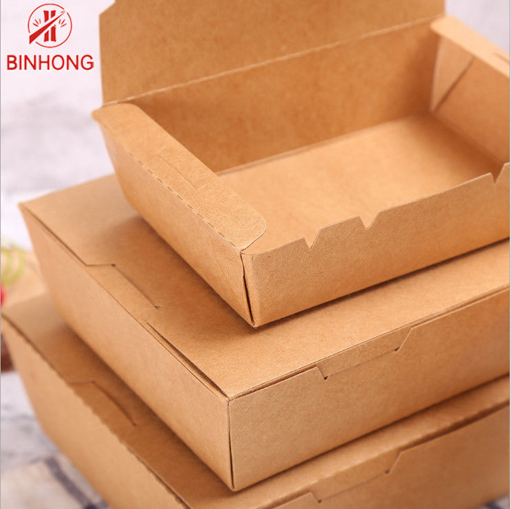 Kemasan Kotak Makan Siang Kertas Sekali Pakai Dinding Tunggal 0.3kg