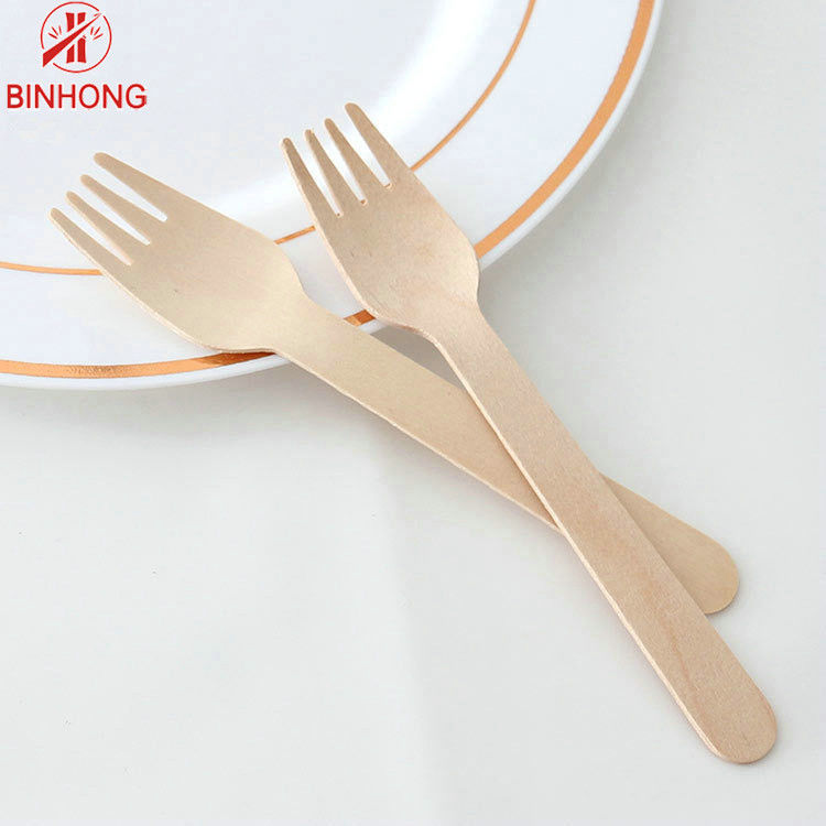 Solid Birch Tanpa Plastik ISO9001 Disposable Wooden Cutlery