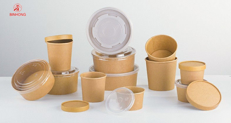Round Food Paper Take Away Box Anti Bocor 500ml