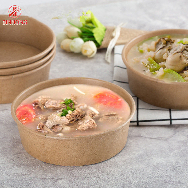 Round Food Paper Take Away Box Anti Bocor 500ml