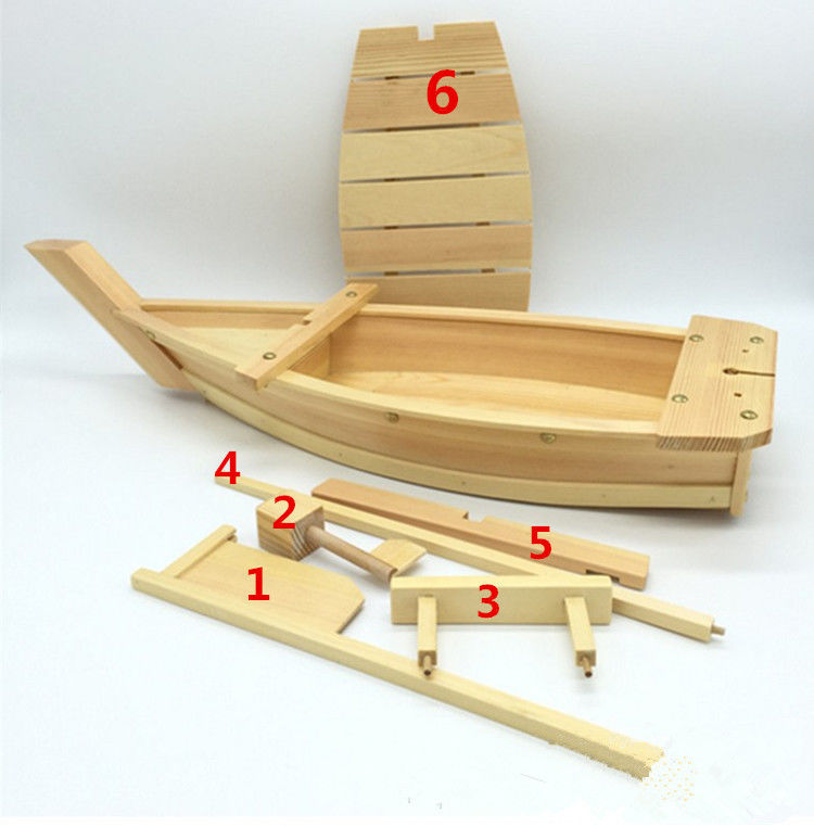 Logo Laser Berkelanjutan 50cm Bamboo Sushi Boat