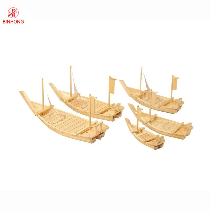 Logo Laser Berkelanjutan 50cm Bamboo Sushi Boat