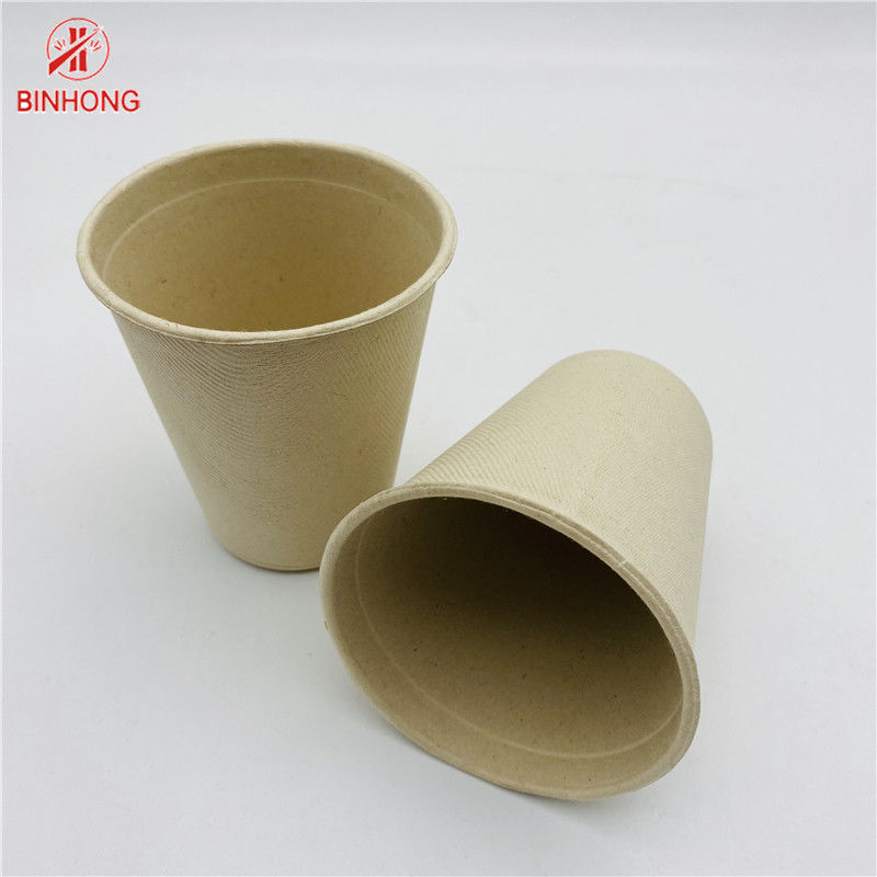Cetakan Pulp Warna Alami Cangkir Kertas Sekali Pakai Biodegradable 8oz