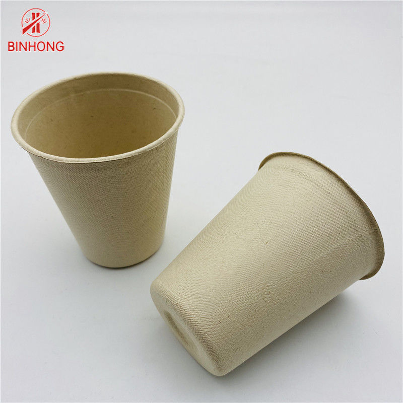 Cetakan Pulp Warna Alami Cangkir Kertas Sekali Pakai Biodegradable 8oz