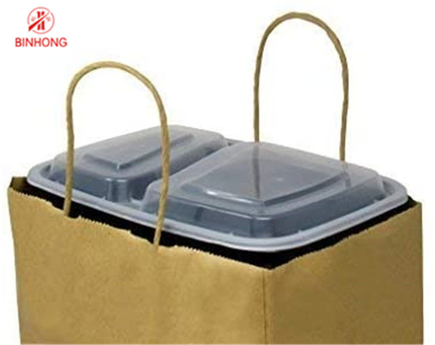 Tas Kertas Kraft 10 × 5 × 13 `` Tahan Lama Dengan Pegangan