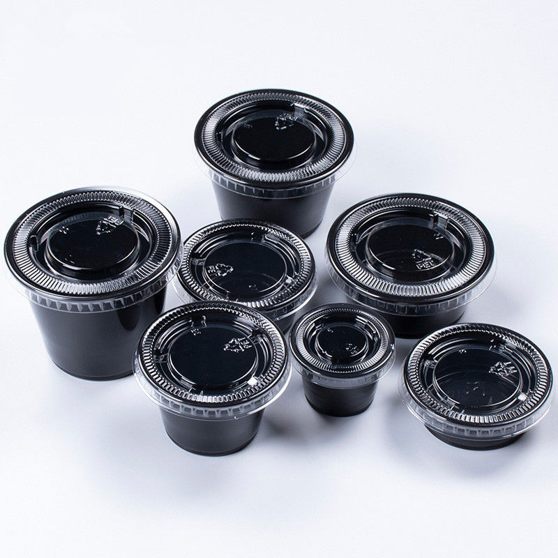 Tutup PET Warna Hitam 1.5OZ Saus Cup Sekali Pakai