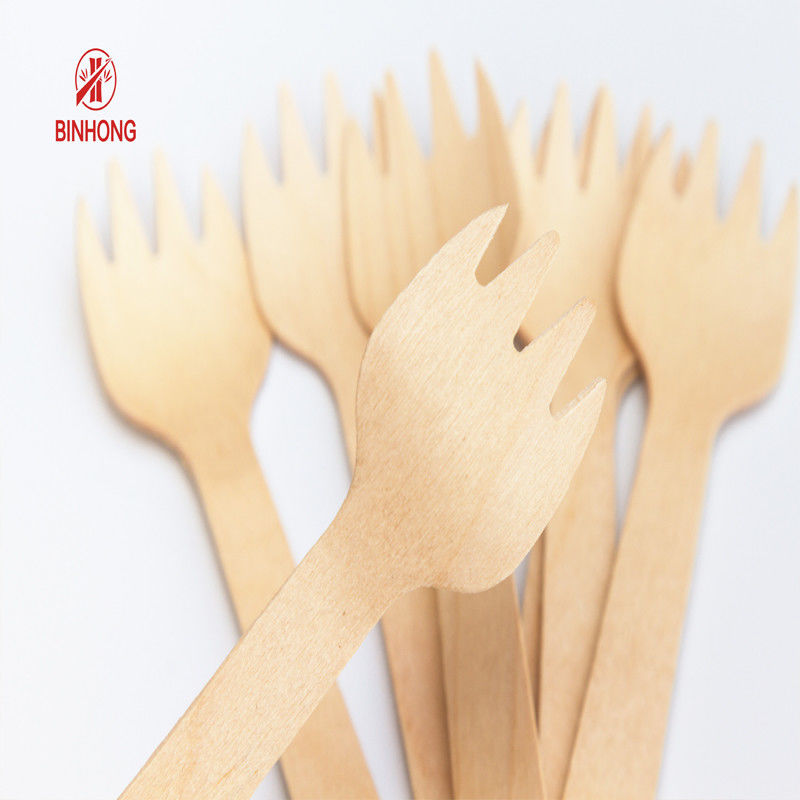No Toxins 160mm Wooden Disposable Forks Untuk Pesta