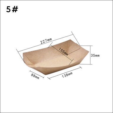 100280 530ml Wadah Perahu Kertas Kraft Untuk Bunga Nasi Ayam