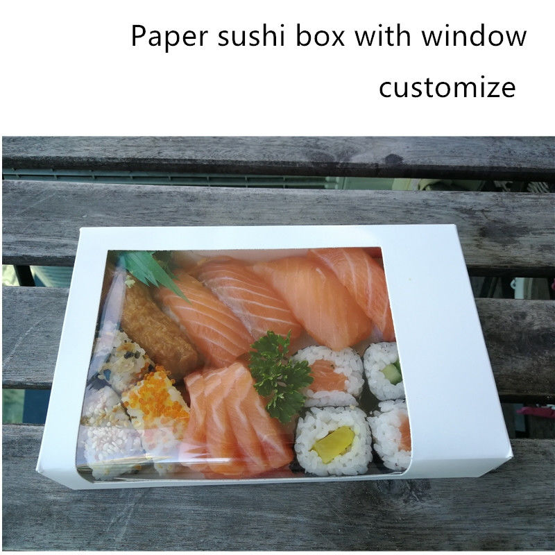 Kotak Takeaway Sushi Kertas Kraft Sekali Pakai Dengan Jendela Yang Jelas ISO9001