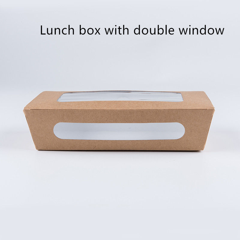 1200ml 337 380 400gsm Kraft Paper Lunch Box Dengan Jendela PET