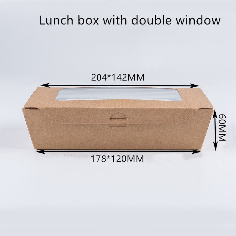 1200ml 337 380 400gsm Kraft Paper Lunch Box Dengan Jendela PET