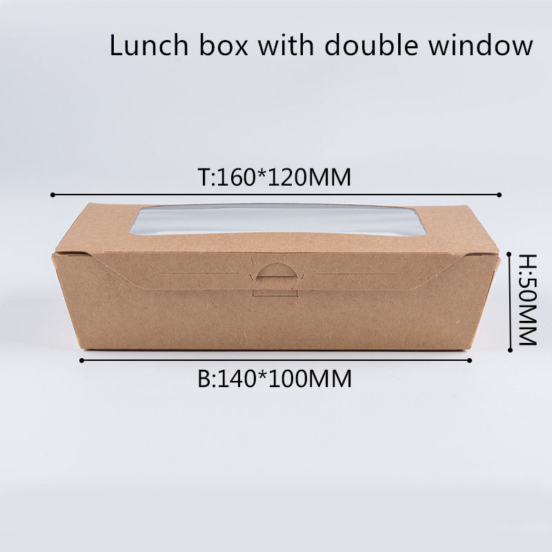 1200ml 337 380 400gsm Kraft Paper Lunch Box Dengan Jendela PET