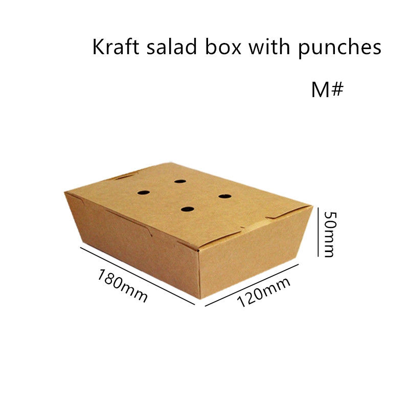 Salad Kraft Paper Take Away Box Microwave Sekali Pakai Dengan Pukulan