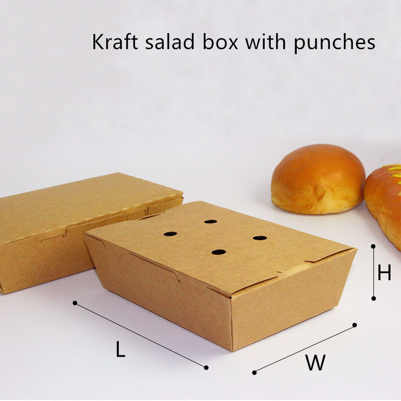 Salad Kraft Paper Take Away Box Microwave Sekali Pakai Dengan Pukulan