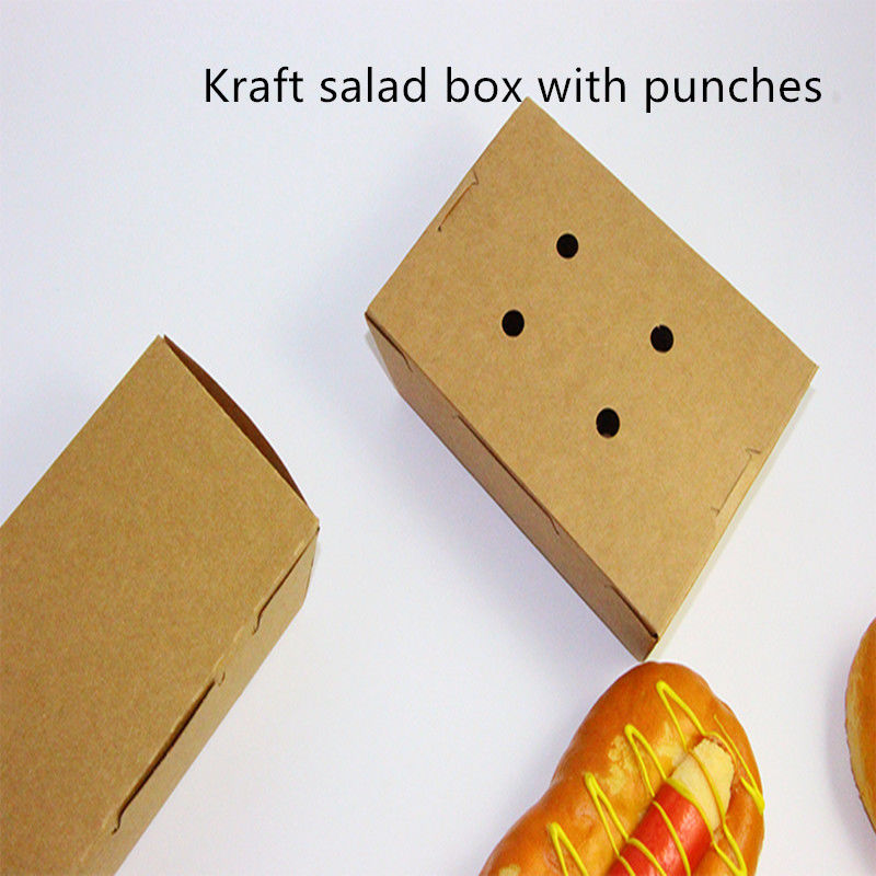 Salad Kraft Paper Take Away Box Microwave Sekali Pakai Dengan Pukulan