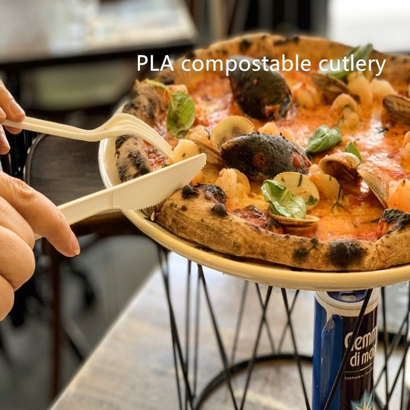 Sendok Dan Garpu Pisau CPLA Biodegradable Untuk Makan Siang