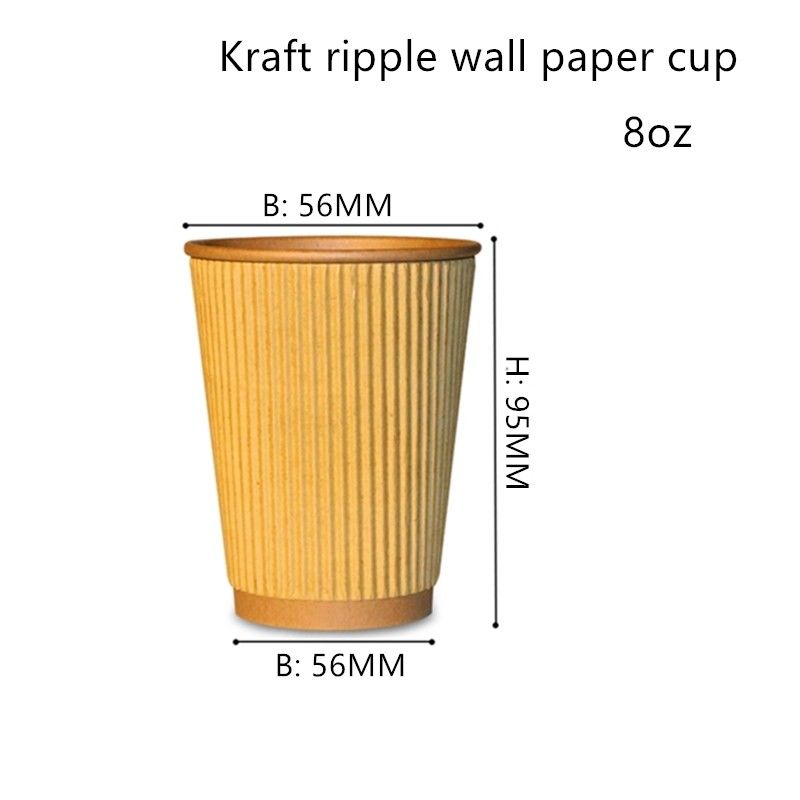 Cangkir Minum Kertas Sekali Pakai Kertas Kraft 300gsm Bergelombang 16oz 20oz