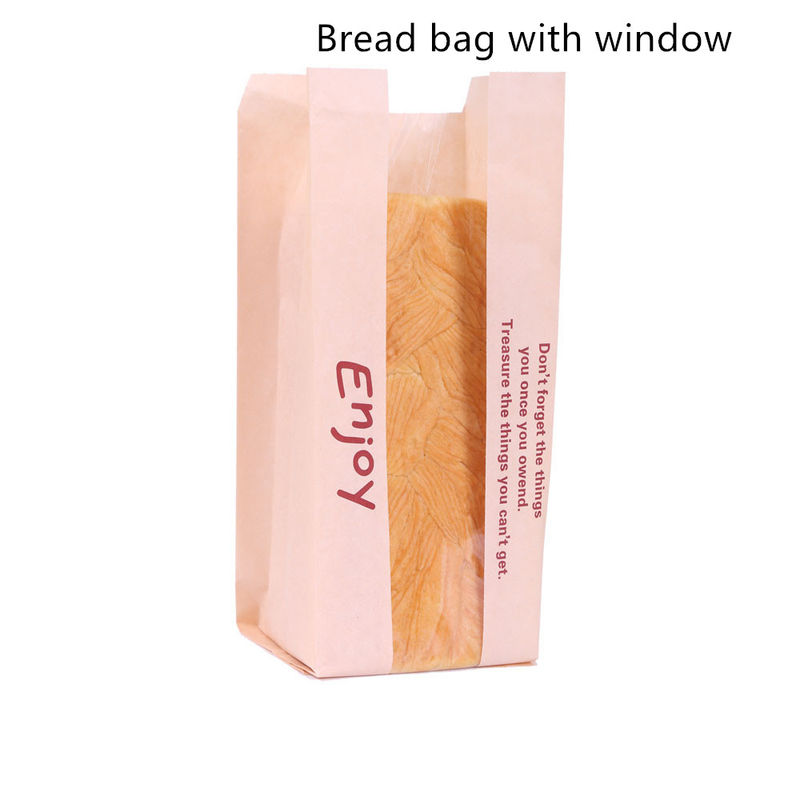 55g Coated Paper Toast Bread Packaging Bag ISO9001 Dengan Jendela