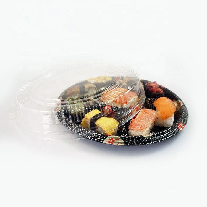 Tray kertas sekali pakai Biodegradable Container Pulp Lid Food Packaging Tray Sushi