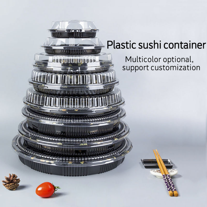 Tray kertas sekali pakai Biodegradable Container Pulp Lid Food Packaging Tray Sushi