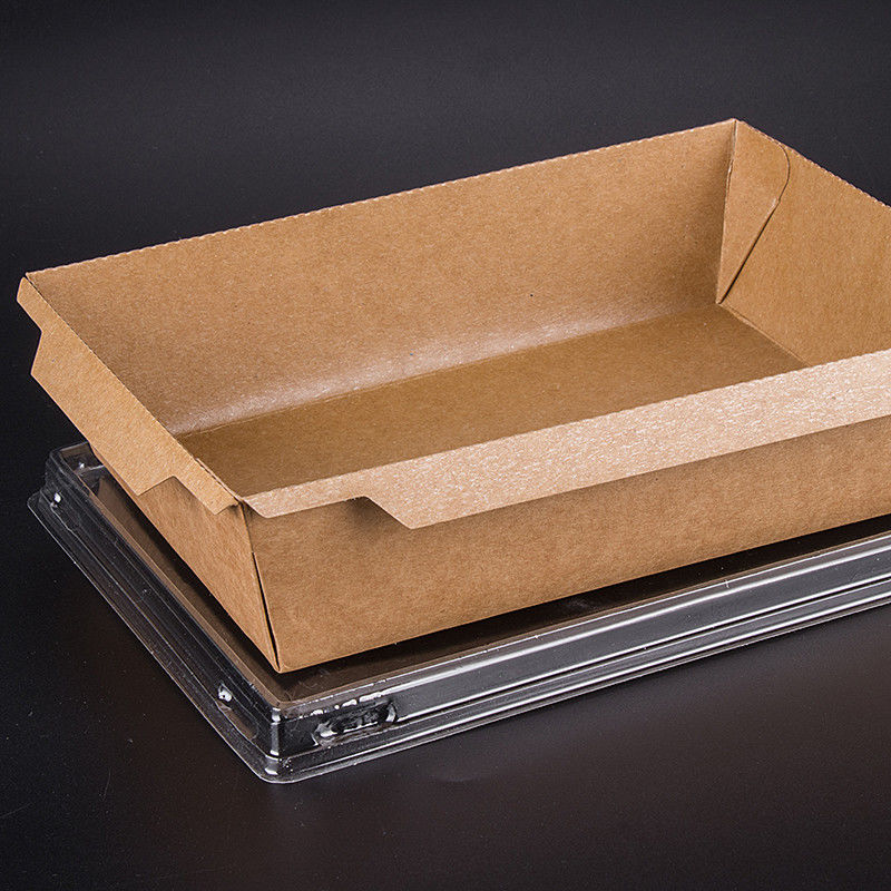 Kotak Makan Siang Takeaway Brown Kraft Sekali Pakai Dengan Tutup PET