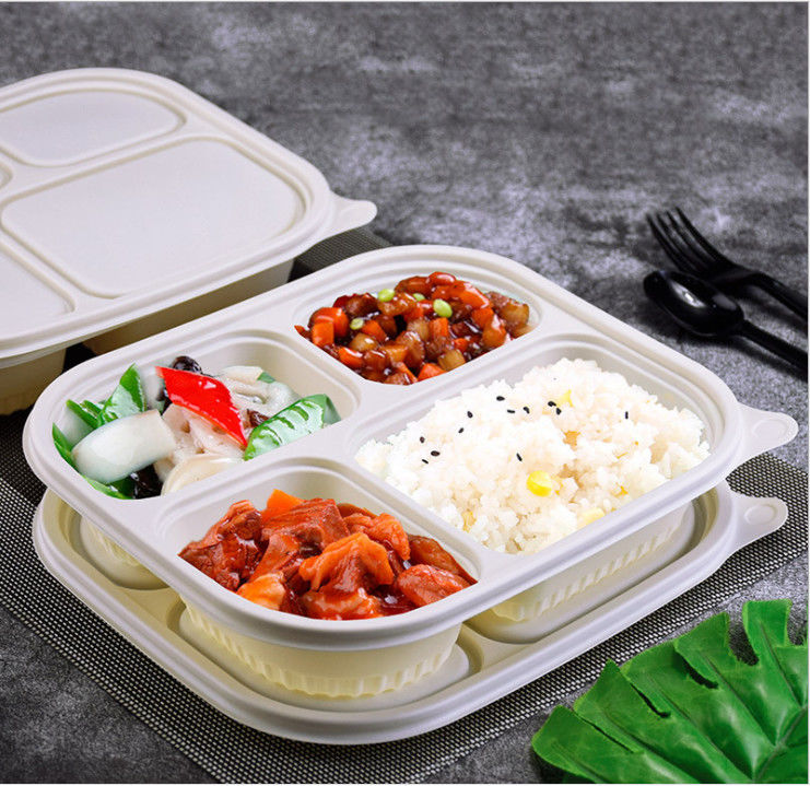 Disposable Degradable Cornstarch Irregular Four Compartment Food Containers