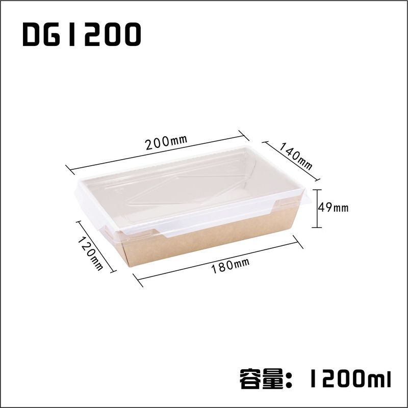 Food Grade Square Fry Rice Kraft Paper Box Bulk Greaseproof Dengan Penutup