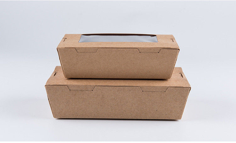 Sekali Pakai Tahan Air Take Away Lunch Box Kotak Makanan Cepat Saji Dengan Jendela