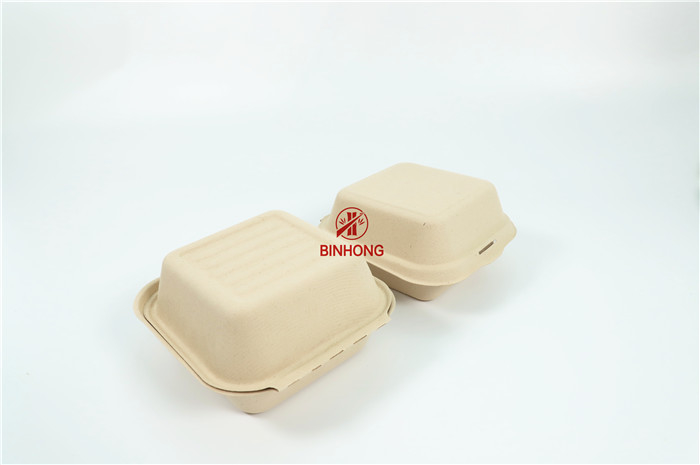 Clamshell Biodegradable Take Away Box Kemasan Makanan Cepat Saji Berkelanjutan