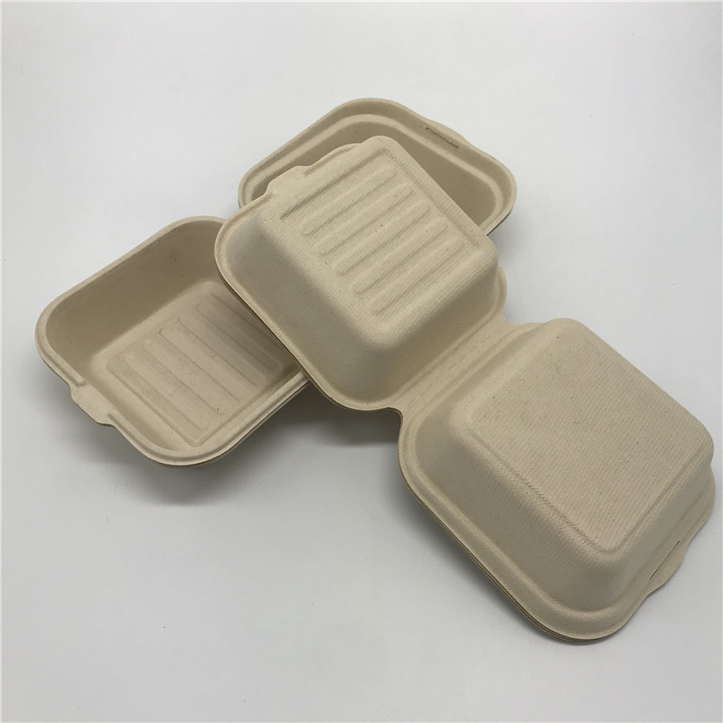 Jerami Gandum Takeaway Wadah Makanan Burger Box Biodegradable Sekali Pakai