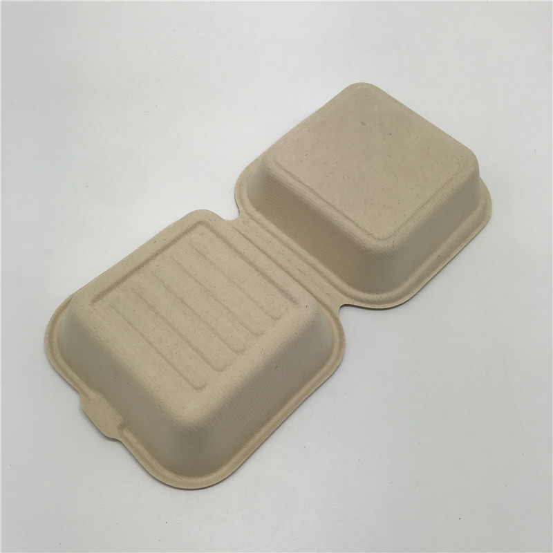 Jerami Gandum Takeaway Wadah Makanan Burger Box Biodegradable Sekali Pakai