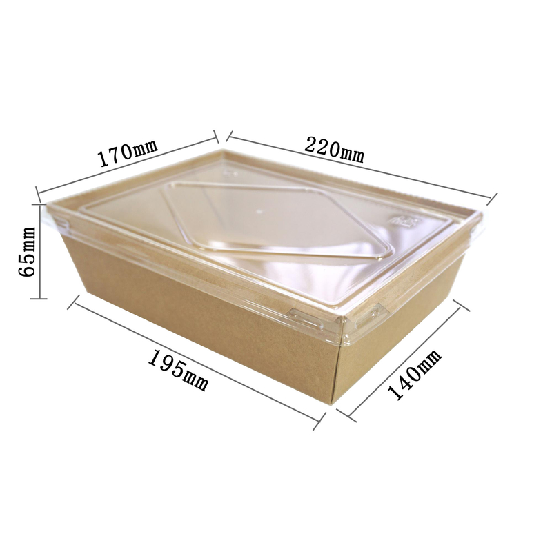 Kotak Makan Siang Kraft Salad Persegi Panjang Sekali Pakai Biodegradable 500ml - 2100ml