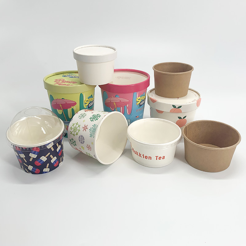 Ice Cream Disposable Paper Cup PLA Coating Kemasan Yogurt Biodegradable