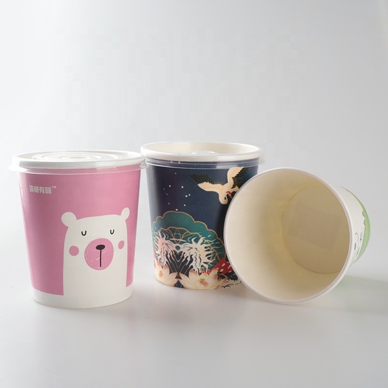 Kertas Kraft Single Wall Ice Cream Cup Biodegradable 7oz 32oz