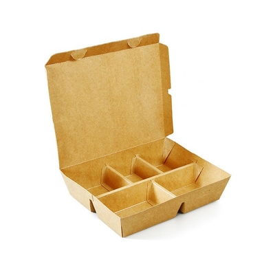 Disposable Take Away Folded Compartment Paper Bento Lunch Box Untuk Makanan Cepat Saji